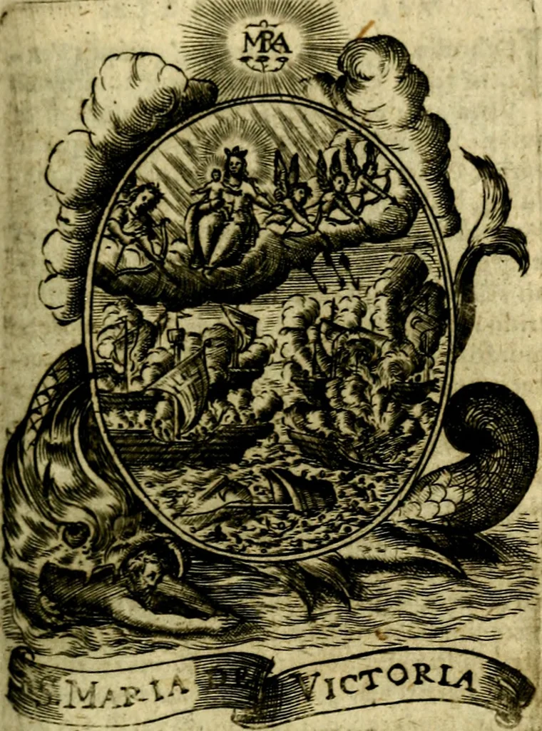 An illustration from Fasti Mariani cum illustrium diuorum imaginib. & elogijs prope DC. in singulos anni menses diésq SS. natales distributis, 1630, leaf 322
