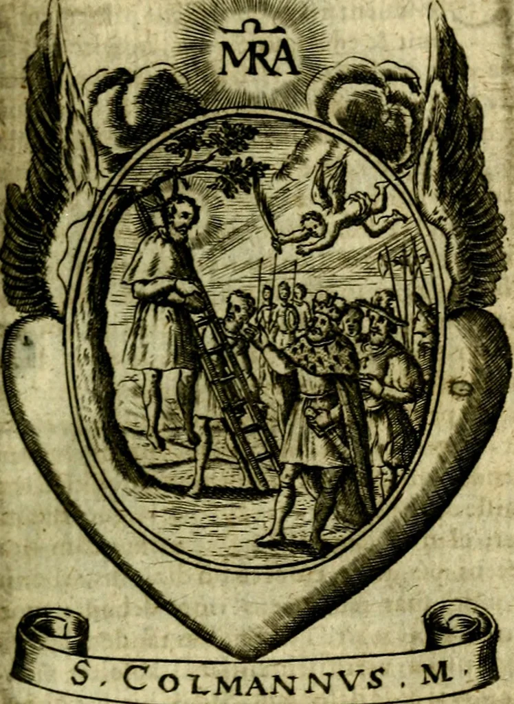 An illustration from Fasti Mariani cum illustrium diuorum imaginib. & elogijs prope DC. in singulos anni menses diésq SS. natales distributis, 1630, leaf 342