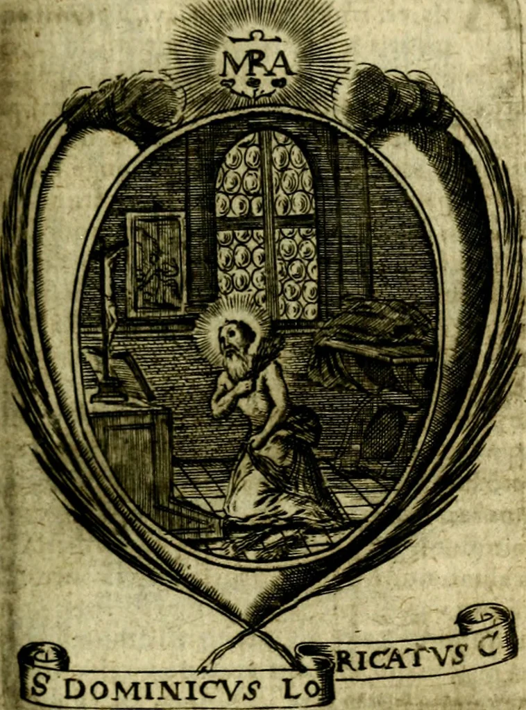 An illustration from Fasti Mariani cum illustrium diuorum imaginib. & elogijs prope DC. in singulos anni menses diésq SS. natales distributis, 1630, leaf 346