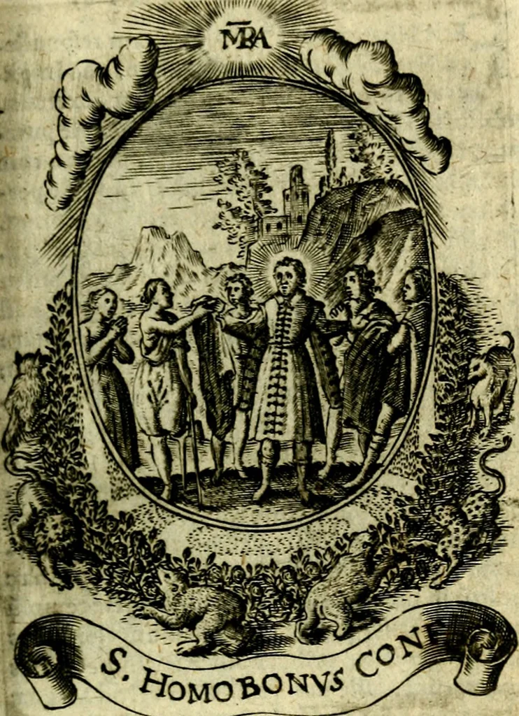 An illustration from Fasti Mariani cum illustrium diuorum imaginib. & elogijs prope DC. in singulos anni menses diésq SS. natales distributis, 1630, leaf 440