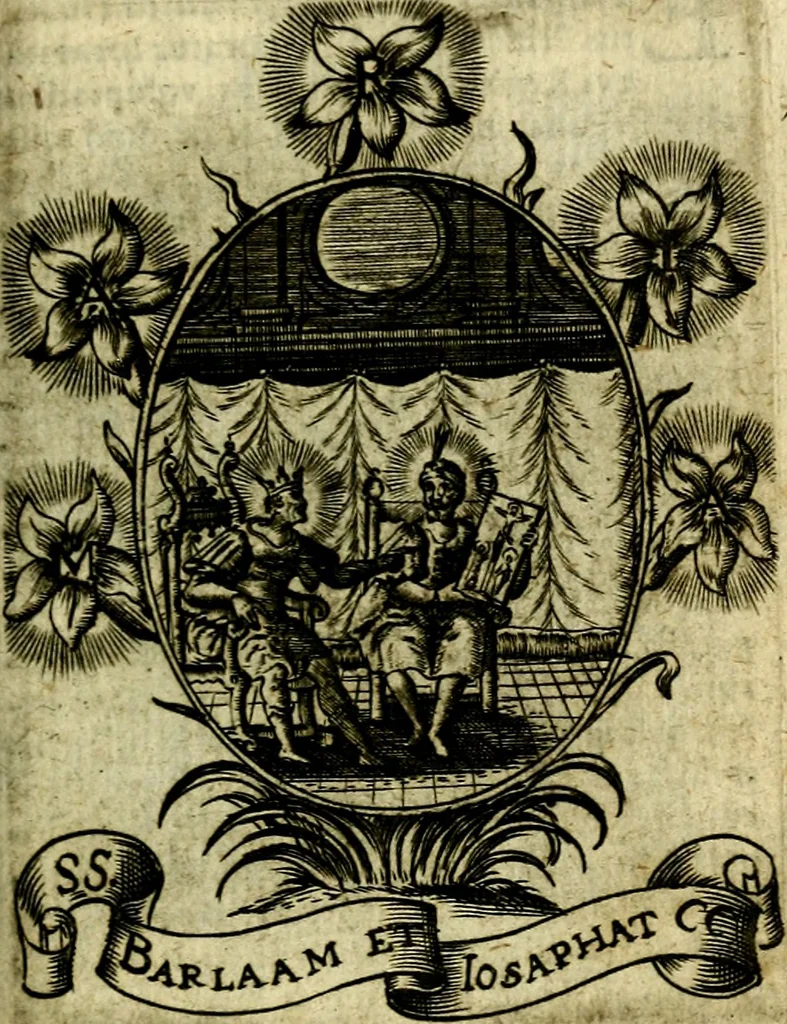 An illustration from Fasti Mariani cum illustrium diuorum imaginib. & elogijs prope DC. in singulos anni menses diésq SS. natales distributis, 1630, leaf 488