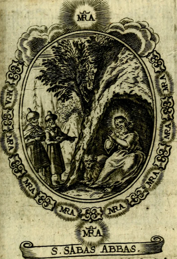 An illustration from Fasti Mariani cum illustrium diuorum imaginib. & elogijs prope DC. in singulos anni menses diésq SS. natales distributis, 1630, leaf 516