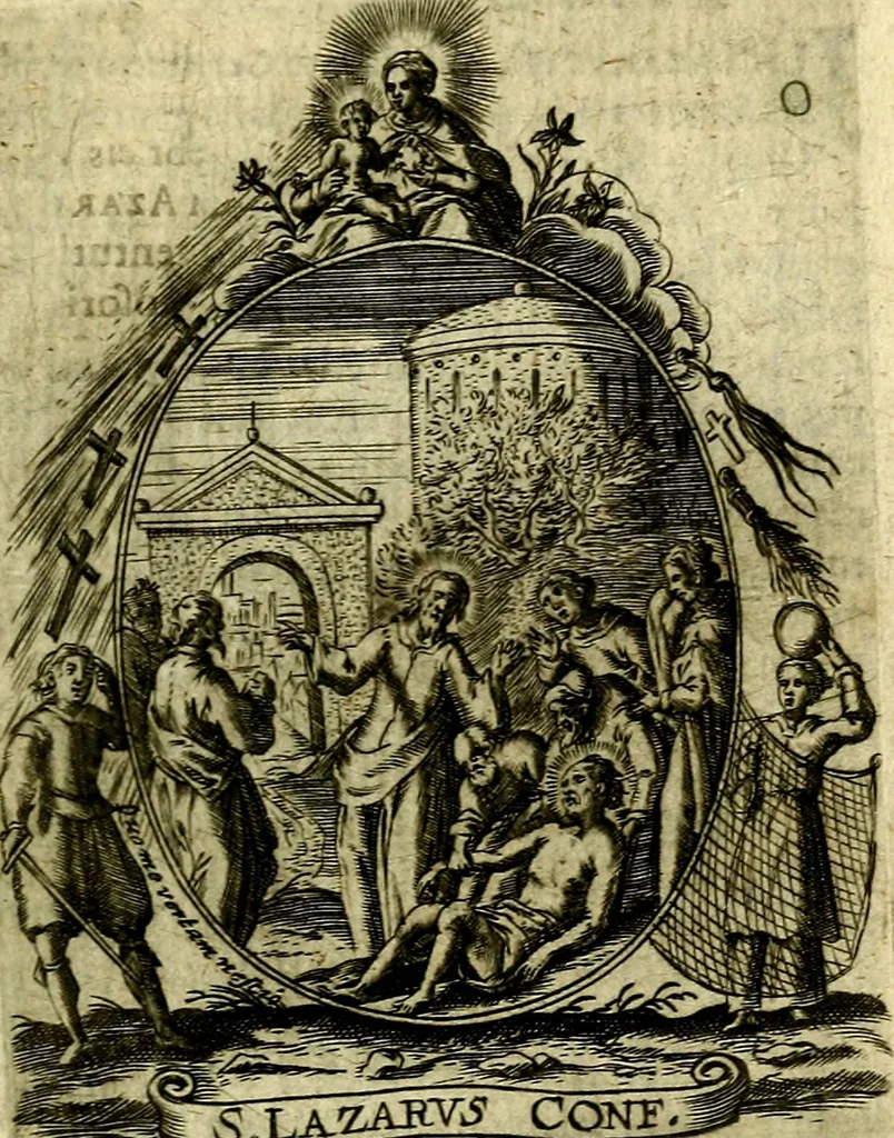 An illustration from Fasti Mariani cum illustrium diuorum imaginib. & elogijs prope DC. in singulos anni menses diésq SS. natales distributis, 1630, leaf 552