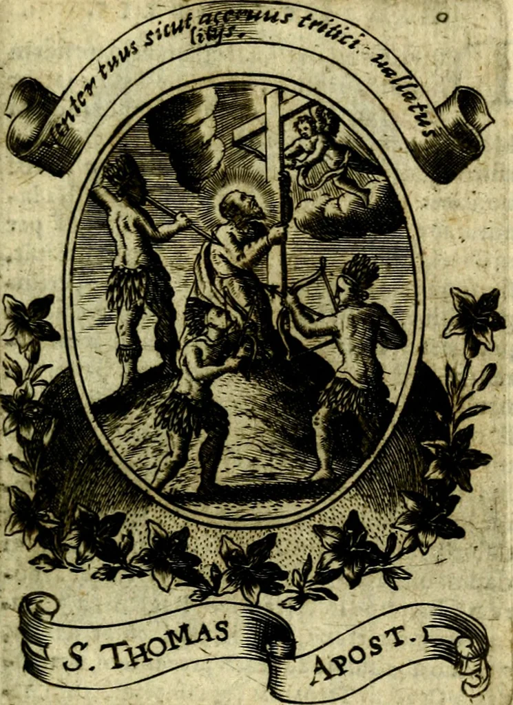 An illustration from Fasti Mariani cum illustrium diuorum imaginib. & elogijs prope DC. in singulos anni menses diésq SS. natales distributis, 1630, leaf 560
