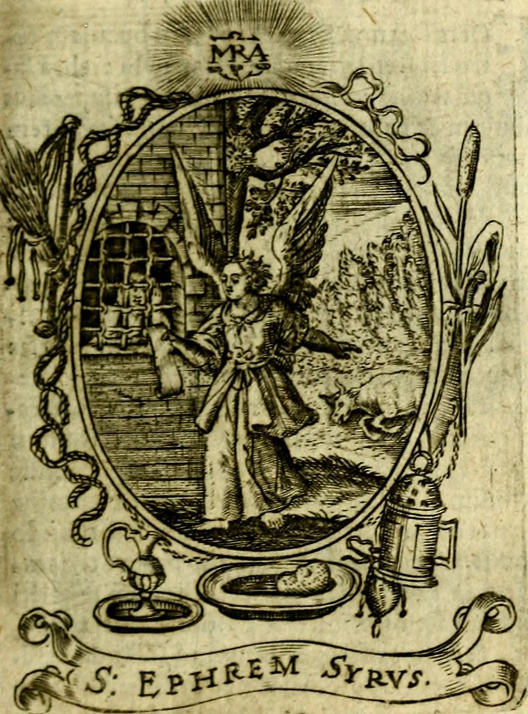 An illustration from Fasti Mariani cum illustrium diuorum imaginib. & elogijs prope DC. in singulos anni menses diésq SS. natales distributis, 1630, leaf 132