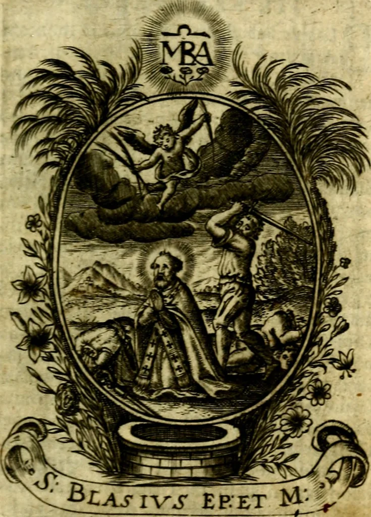 An illustration from Fasti Mariani cum illustrium diuorum imaginib. & elogijs prope DC. in singulos anni menses diésq SS. natales distributis, 1630, leaf 138
