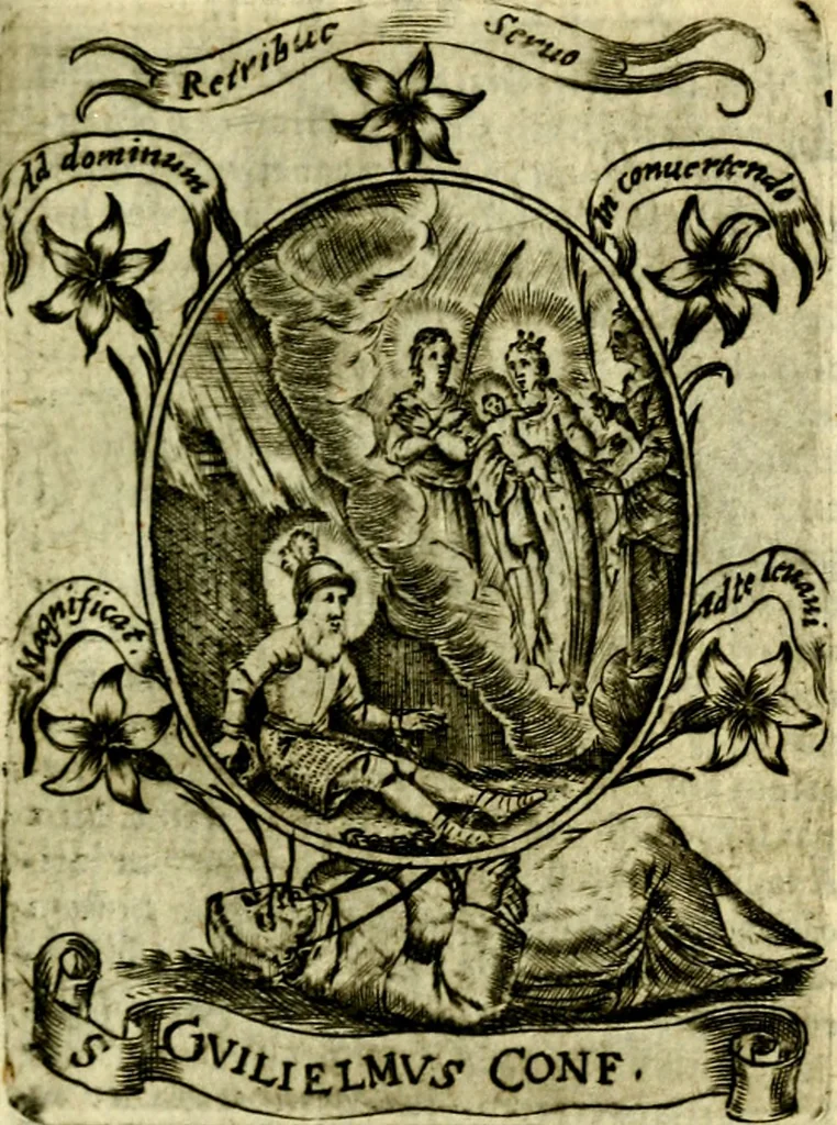 An illustration from Fasti Mariani cum illustrium diuorum imaginib. & elogijs prope DC. in singulos anni menses diésq SS. natales distributis, 1630, leaf 170