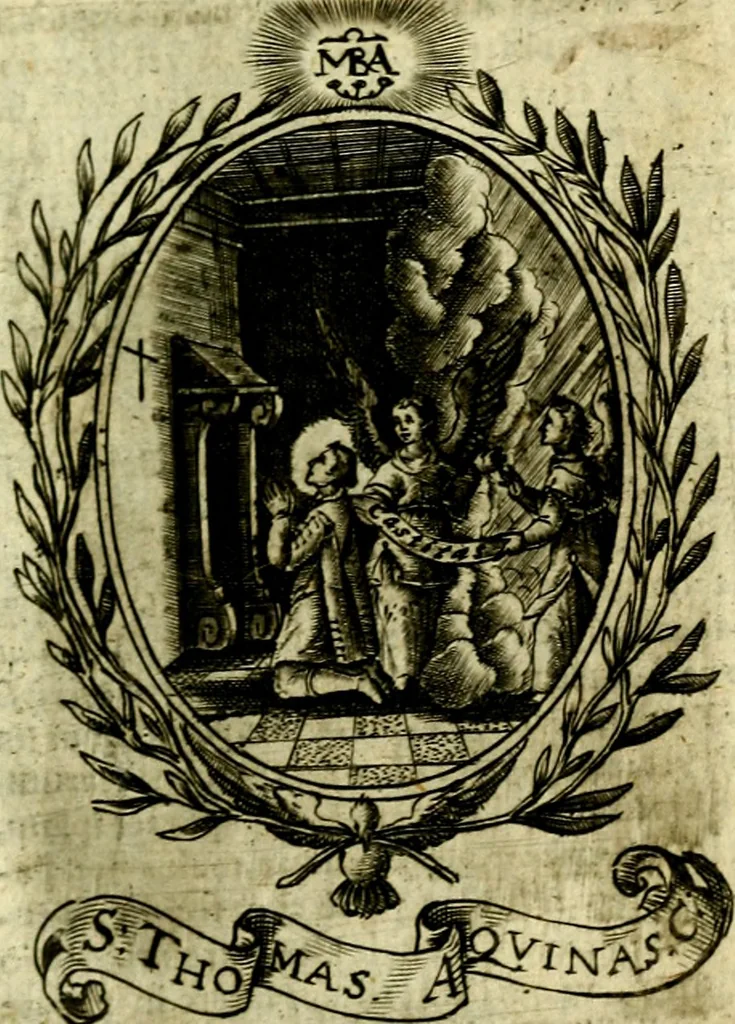 An illustration from Fasti Mariani cum illustrium diuorum imaginib. & elogijs prope DC. in singulos anni menses diésq SS. natales distributis, 1630, leaf 244