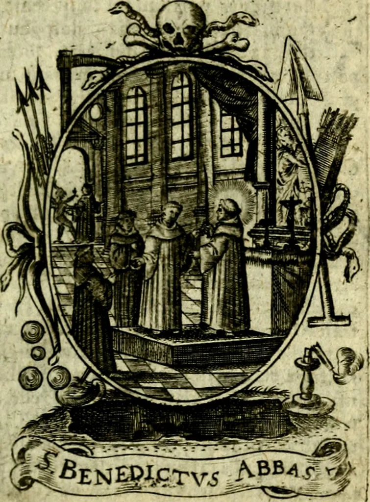 An illustration from Fasti Mariani cum illustrium diuorum imaginib. & elogijs prope DC. in singulos anni menses diésq SS. natales distributis, 1630, leaf 298