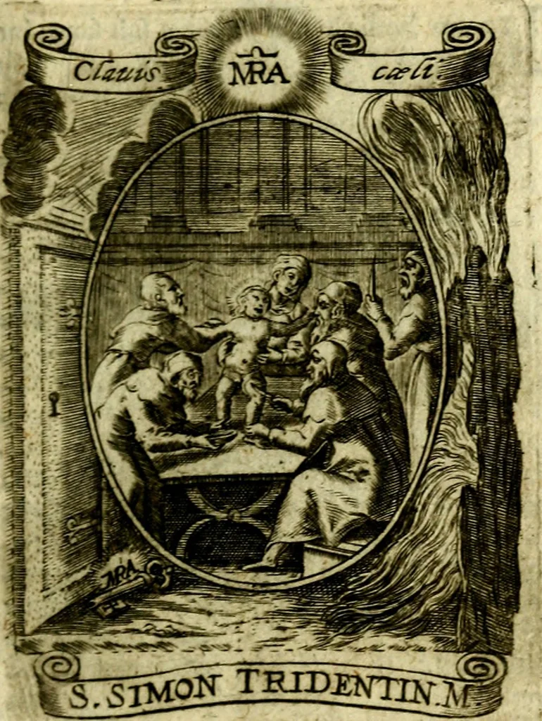 An illustration from Fasti Mariani cum illustrium diuorum imaginib. & elogijs prope DC. in singulos anni menses diésq SS. natales distributis, 1630, leaf 304