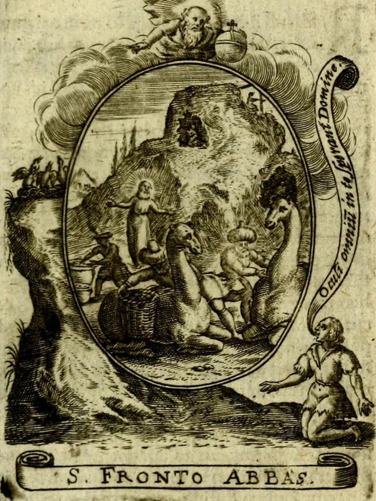 An illustration from Fasti Mariani cum illustrium diuorum imaginib. & elogijs prope DC. in singulos anni menses diésq SS. natales distributis, 1630, leaf 370