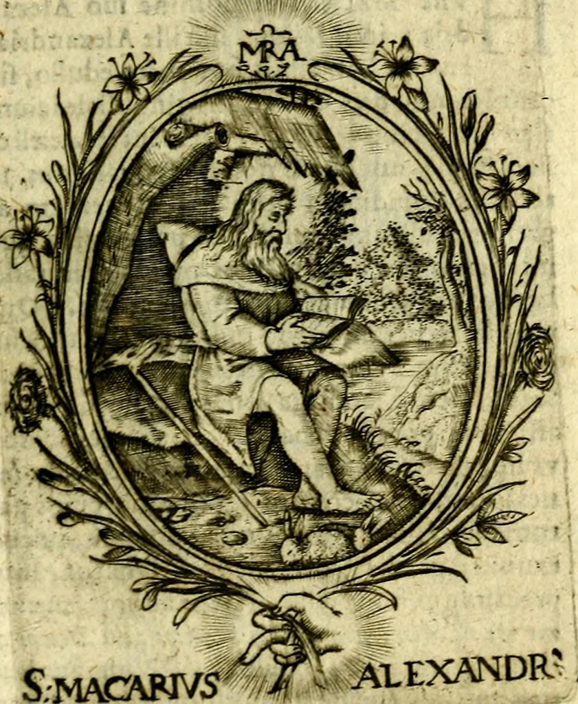 An illustration from Fasti Mariani cum illustrium diuorum imaginib. & elogijs prope DC. in singulos anni menses diésq SS. natales distributis, 1630, leaf 38