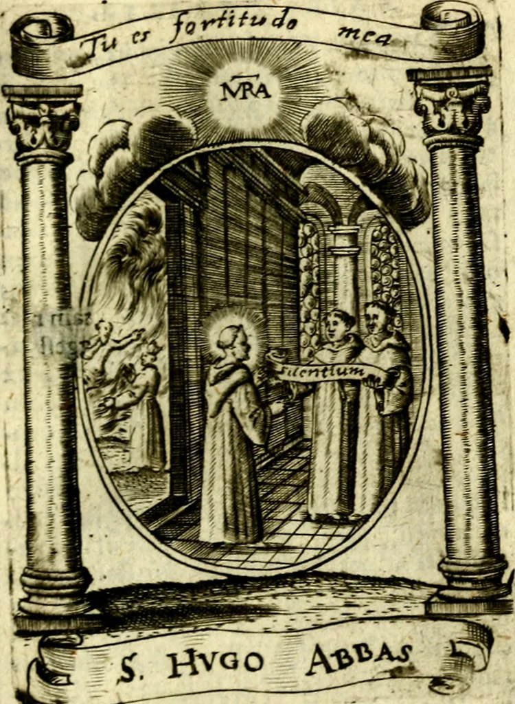 An illustration from Fasti Mariani cum illustrium diuorum imaginib. & elogijs prope DC. in singulos anni menses diésq SS. natales distributis, 1630, leaf 410