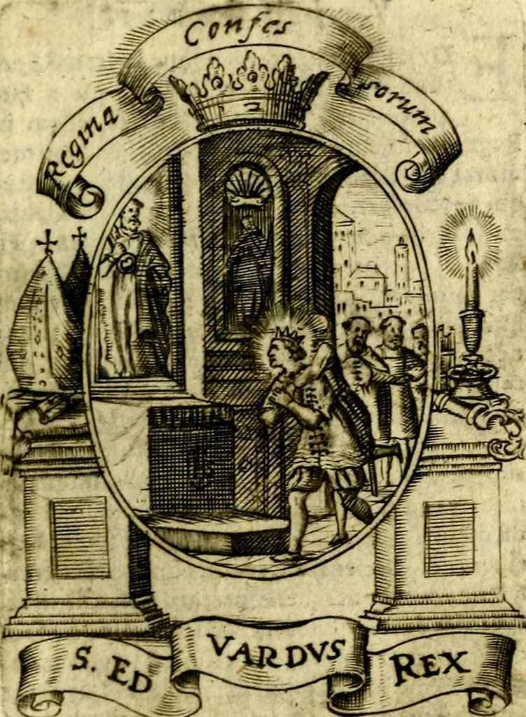 An illustration from Fasti Mariani cum illustrium diuorum imaginib. & elogijs prope DC. in singulos anni menses diésq SS. natales distributis, 1630, leaf 50