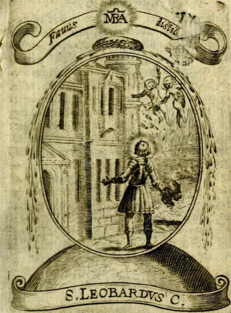 An illustration from Fasti Mariani cum illustrium diuorum imaginib. & elogijs prope DC. in singulos anni menses diésq SS. natales distributis, 1630, leaf 84