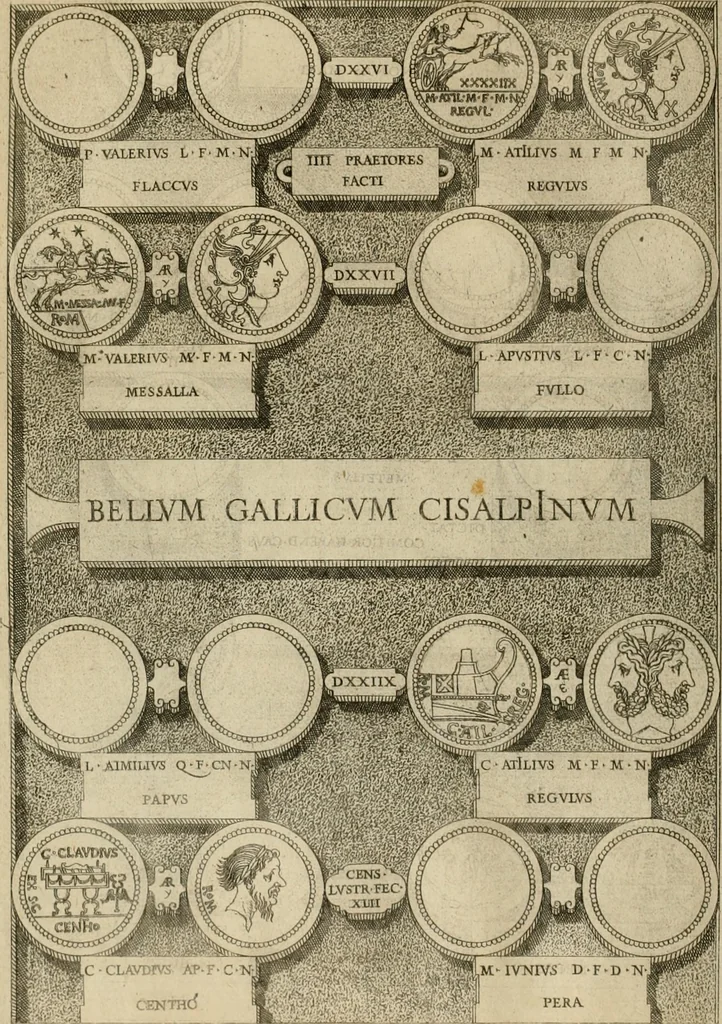 An illustration from Fastos magistratvvm et trivmphorvm Romanorvm ab vrbe condita ad Avgvsti obitvm, ex antiqvis tam nvmismatvm qvam marmorvm monvmentis restitvtos, 1566, leaf 131