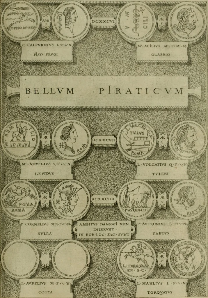 An illustration from Fastos magistratvvm et trivmphorvm Romanorvm ab vrbe condita ad Avgvsti obitvm, ex antiqvis tam nvmismatvm qvam marmorvm monvmentis restitvtos, 1566, leaf 200