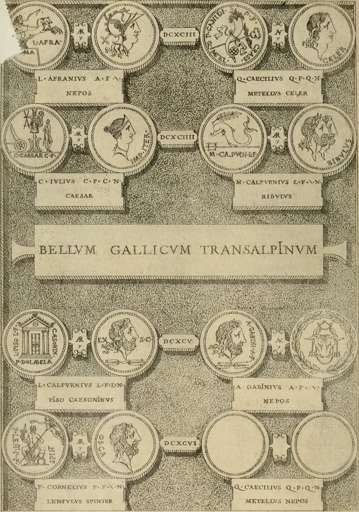 An illustration from Fastos magistratvvm et trivmphorvm Romanorvm ab vrbe condita ad Avgvsti obitvm, ex antiqvis tam nvmismatvm qvam marmorvm monvmentis restitvtos, 1566, leaf 203