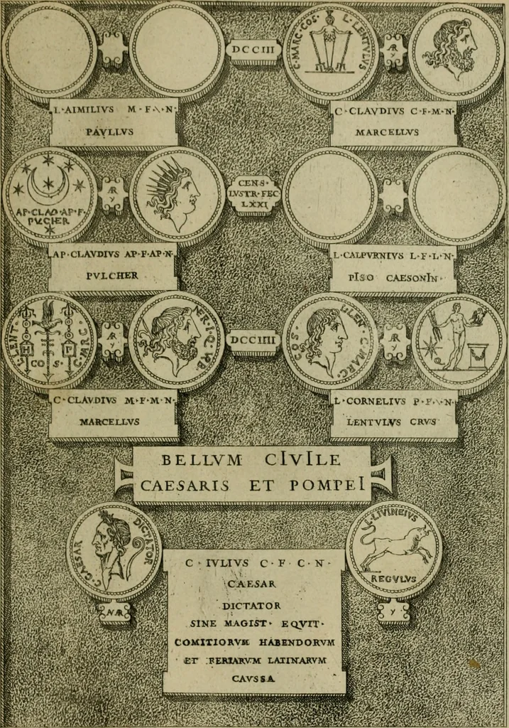 An illustration from Fastos magistratvvm et trivmphorvm Romanorvm ab vrbe condita ad Avgvsti obitvm, ex antiqvis tam nvmismatvm qvam marmorvm monvmentis restitvtos, 1566, leaf 206