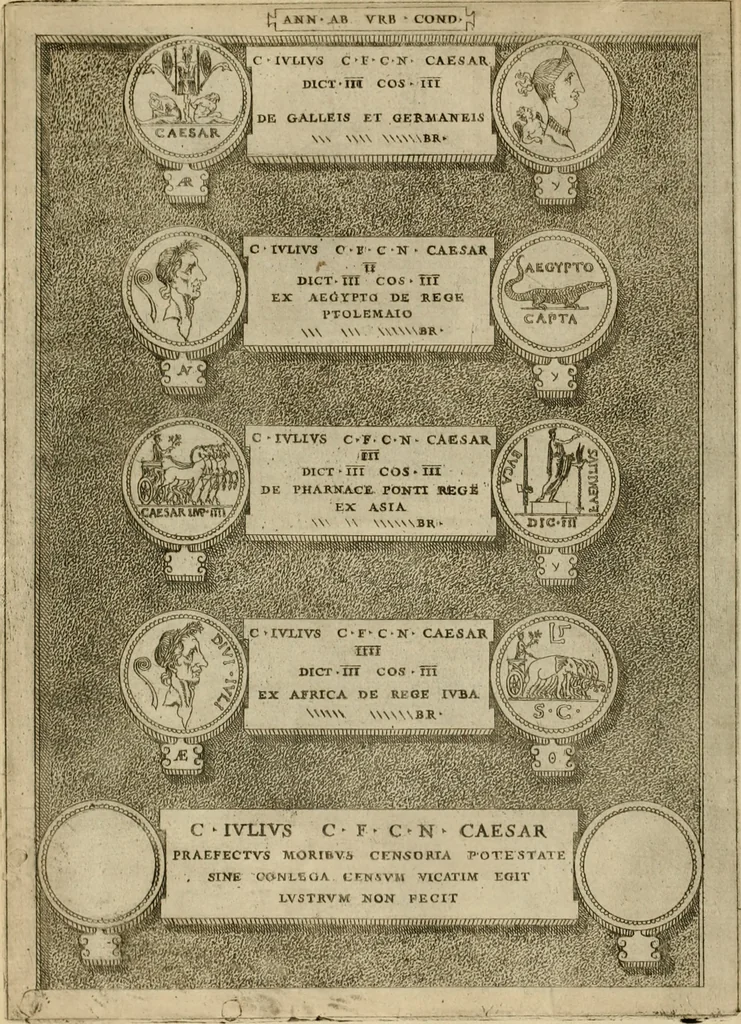 An illustration from Fastos magistratvvm et trivmphorvm Romanorvm ab vrbe condita ad Avgvsti obitvm, ex antiqvis tam nvmismatvm qvam marmorvm monvmentis restitvtos, 1566, leaf 209