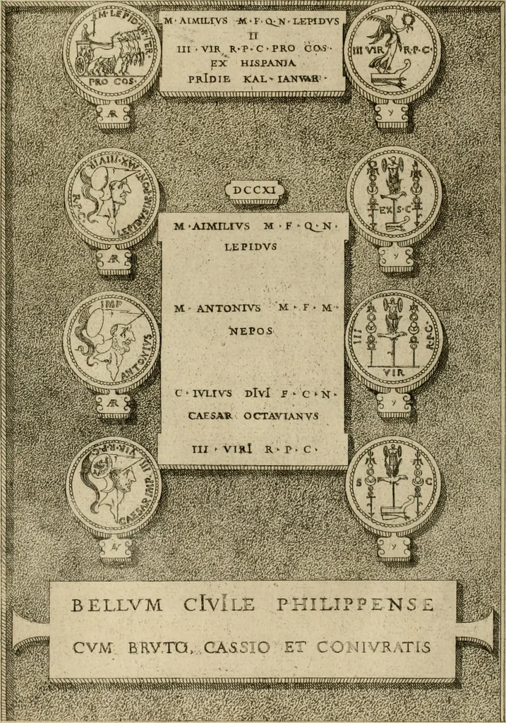 An illustration from Fastos magistratvvm et trivmphorvm Romanorvm ab vrbe condita ad Avgvsti obitvm, ex antiqvis tam nvmismatvm qvam marmorvm monvmentis restitvtos, 1566, leaf 215