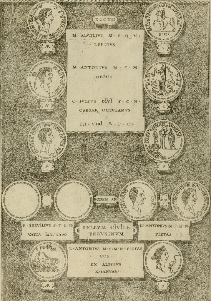An illustration from Fastos magistratvvm et trivmphorvm Romanorvm ab vrbe condita ad Avgvsti obitvm, ex antiqvis tam nvmismatvm qvam marmorvm monvmentis restitvtos, 1566, leaf 217