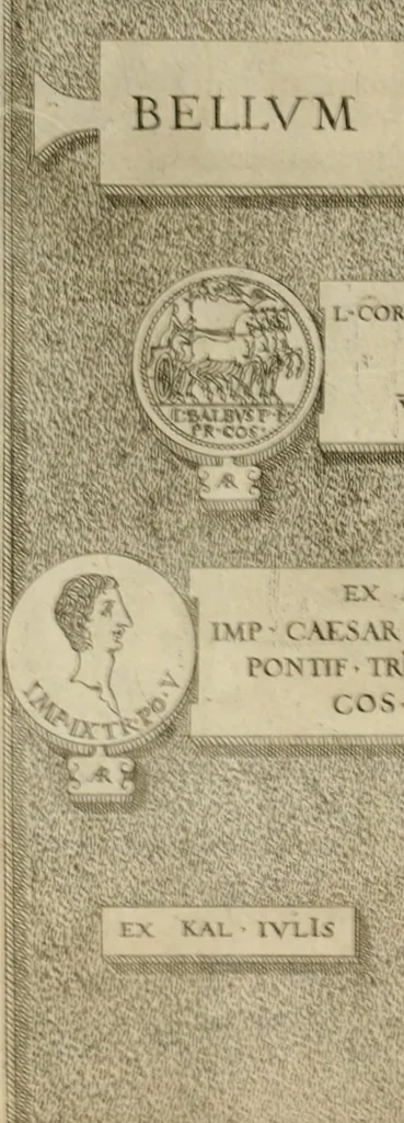 An illustration from Fastos magistratvvm et trivmphorvm Romanorvm ab vrbe condita ad Avgvsti obitvm, ex antiqvis tam nvmismatvm qvam marmorvm monvmentis restitvtos, 1566, leaf 237
