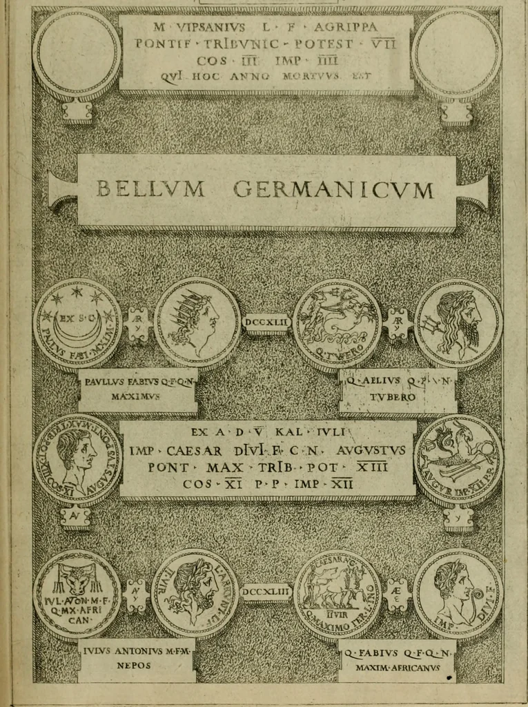 An illustration from Fastos magistratvvm et trivmphorvm Romanorvm ab vrbe condita ad Avgvsti obitvm, ex antiqvis tam nvmismatvm qvam marmorvm monvmentis restitvtos, 1566, leaf 244
