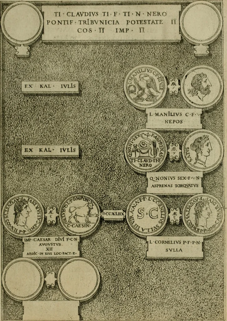 An illustration from Fastos magistratvvm et trivmphorvm Romanorvm ab vrbe condita ad Avgvsti obitvm, ex antiqvis tam nvmismatvm qvam marmorvm monvmentis restitvtos, 1566, leaf 248