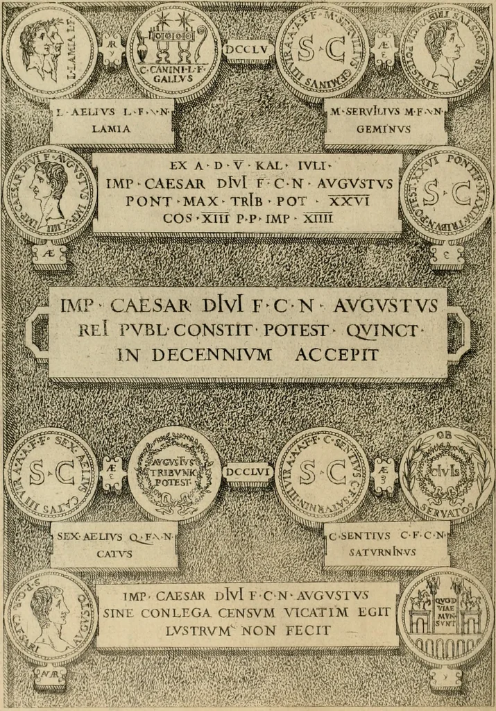 An illustration from Fastos magistratvvm et trivmphorvm Romanorvm ab vrbe condita ad Avgvsti obitvm, ex antiqvis tam nvmismatvm qvam marmorvm monvmentis restitvtos, 1566, leaf 253