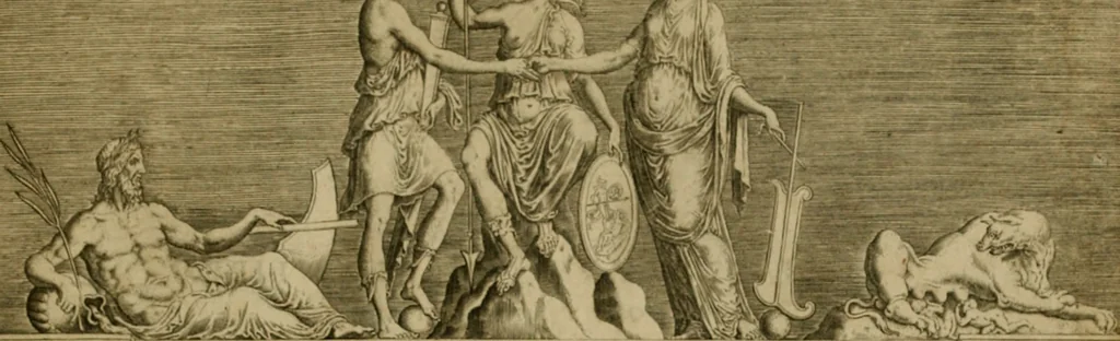 An illustration from Fastos magistratvvm et trivmphorvm Romanorvm ab vrbe condita ad Avgvsti obitvm, ex antiqvis tam nvmismatvm qvam marmorvm monvmentis restitvtos, 1566, leaf 6