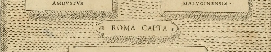 An illustration from Fastos magistratvvm et trivmphorvm Romanorvm ab vrbe condita ad Avgvsti obitvm, ex antiqvis tam nvmismatvm qvam marmorvm monvmentis restitvtos, 1566, leaf 67