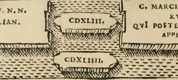 An illustration from Fastos magistratvvm et trivmphorvm Romanorvm ab vrbe condita ad Avgvsti obitvm, ex antiqvis tam nvmismatvm qvam marmorvm monvmentis restitvtos, 1566, leaf 97