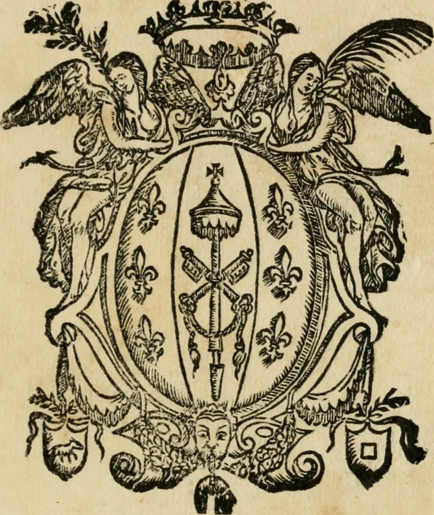 An illustration from Feralis pompa serenissimae Margaritae Avstriacae Farnesiae, Caroli V. filiae, per RR. DD. monachos Casinenses in monasterio S. Sixti de Plac. commorantes celebrata an. domini 1586, 1586, leaf 42