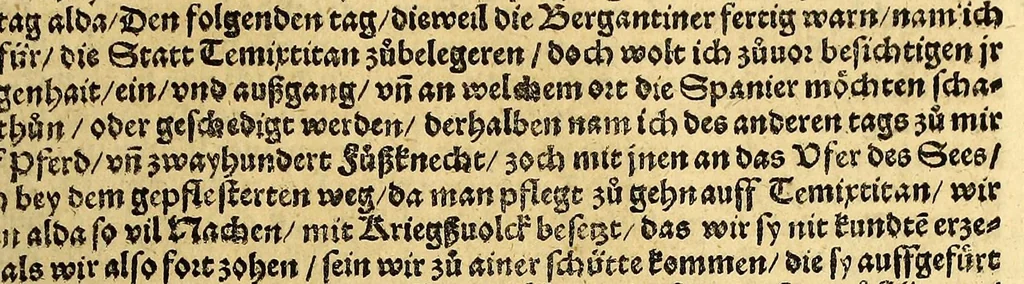 An illustration from Ferdinandi Cortesii. Von dem Newen Hispanien, so im Meer gegem Nidergang, Zwo gantz lustige vnnd fruchtreiche Historien, an den grossmächtigisten vnüberwindtlichisten Herren, Carolum. V. römischen Kaiser &c. Künig in Hispanien &c. ..., 1550, leaf 151