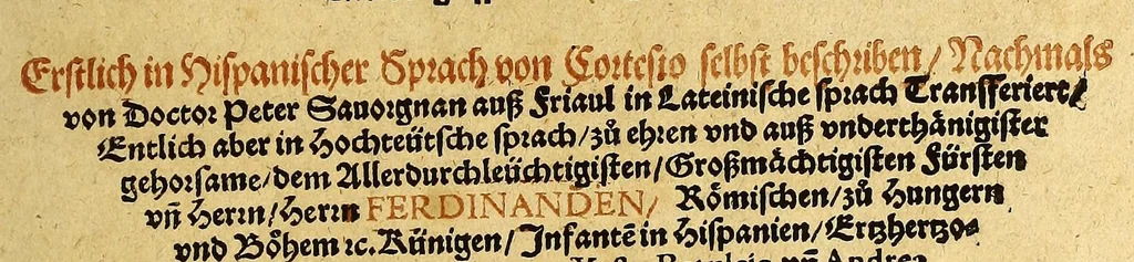 An illustration from Ferdinandi Cortesii. Von dem Newen Hispanien, so im Meer gegem Nidergang, Zwo gantz lustige vnnd fruchtreiche Historien, an den grossmächtigisten vnüberwindtlichisten Herren, Carolum. V. römischen Kaiser &c. Künig in Hispanien &c. ..., 1550, leaf 7