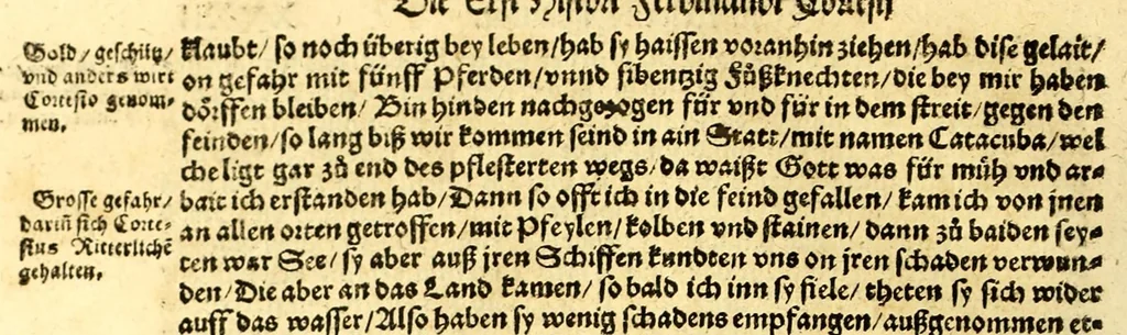 An illustration from Ferdinandi Cortesii. Von dem Newen Hispanien, so im Meer gegem Nidergang, Zwo gantz lustige vnnd fruchtreiche Historien, an den grossmächtigisten vnüberwindtlichisten Herren, Carolum. V. römischen Kaiser &c. Künig in Hispanien &c. ..., 1550, leaf 82