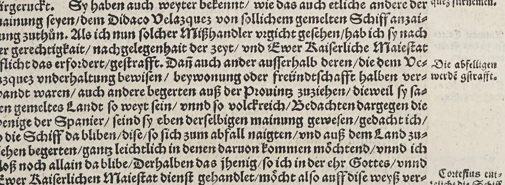 An illustration from Ferdinandi Cortesii. Von dem Newen Hispanien, so im Meer gegem Nidergang, Zwo gantz lustige vnnd fruchtreiche Historien, an den grossmächtigisten vnüberwindtlichisten Herren, Carolum. V. römischen Kaiser &c. Künig in Hispanien &c. ..., 1550, leaf 21