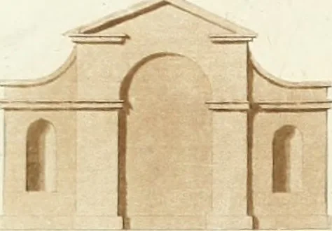 An illustration from Ferme ornée, or, Rural improvements : a series of domestic and ornamental designs, suited to parks, plantations, rides, walks, rivers, farms, &c. : consisting of fences, paddock houses, a bath, a dog-kennel, pavilions, farm-yards, fishing-houses, sporting-boxes, shooting-lodges, single and double cottages, &c. : calculated for landscape and picturesque effects, 1796, leaf 32