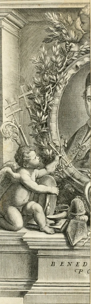 An illustration from Festa Accademica di lettere, e d'armi per la glorisa esaltazione al trono pontificio della santita di nostro signore Benedetto XIV ed alla medesima consecrata, 1740, leaf 40