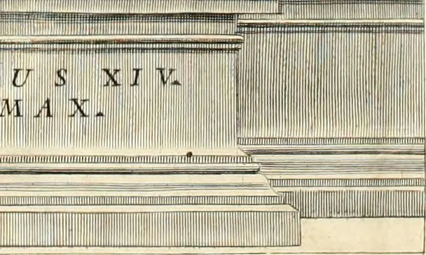 An illustration from Festa Accademica di lettere, e d'armi per la glorisa esaltazione al trono pontificio della santita di nostro signore Benedetto XIV ed alla medesima consecrata, 1740, leaf 41