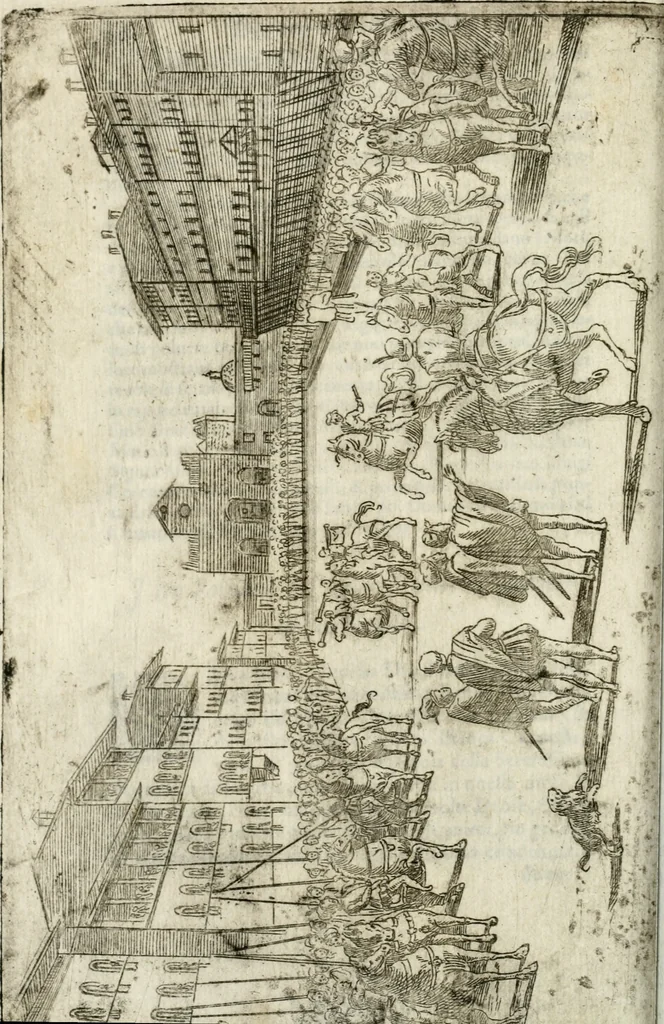 An illustration from Feste nelle nozze del serenissimo don Francesco Medici gran dvca di Toscana; et della sereniss. sua consorte la sig. Bianca Cappello, 1579, leaf 95
