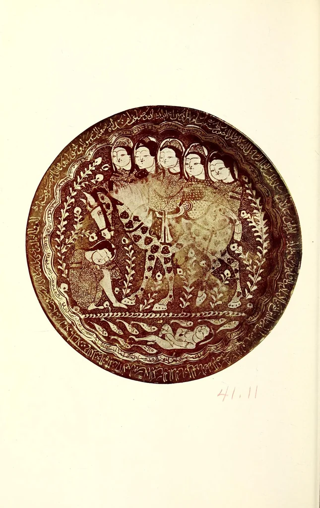 An illustration from A few examples of oriental art, illustrated in colour selcted from the Larkin Gallery, 104, New Bond Street, W., consisting of blue and white famille verte, famille rose, and monochrome porcelains, pottery, bronzes, cloisonne, Hardstones, Rugs, etc, leaf 18