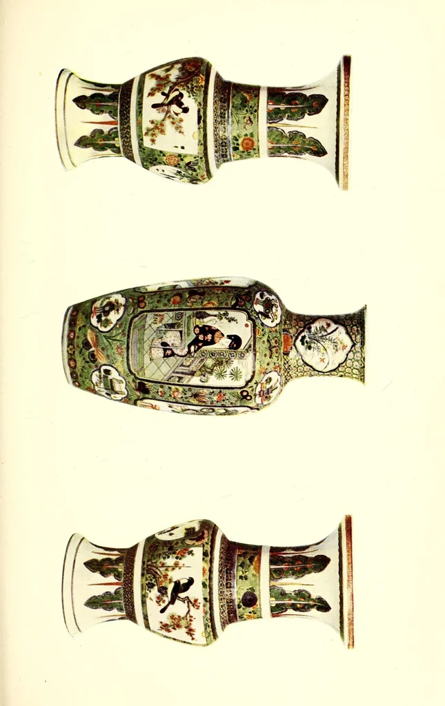 An illustration from A few examples of oriental art, illustrated in colour selcted from the Larkin Gallery, 104, New Bond Street, W., consisting of blue and white famille verte, famille rose, and monochrome porcelains, pottery, bronzes, cloisonne, Hardstones, Rugs, etc, leaf 35