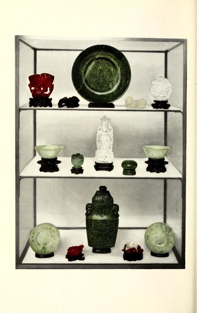 An illustration from A few examples of oriental art, illustrated in colour selcted from the Larkin Gallery, 104, New Bond Street, W., consisting of blue and white famille verte, famille rose, and monochrome porcelains, pottery, bronzes, cloisonne, Hardstones, Rugs, etc, leaf 38