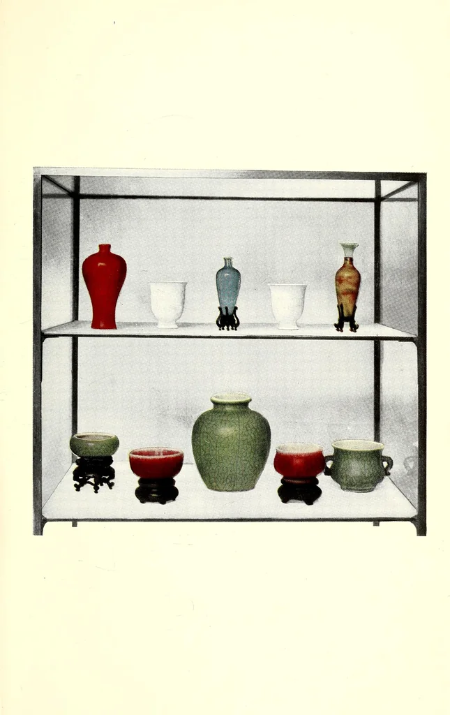 An illustration from A few examples of oriental art, illustrated in colour selcted from the Larkin Gallery, 104, New Bond Street, W., consisting of blue and white famille verte, famille rose, and monochrome porcelains, pottery, bronzes, cloisonne, Hardstones, Rugs, etc, leaf 55