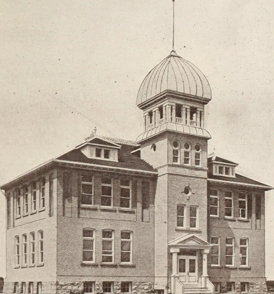 An illustration from A few facts about the city of Saskatoon : something of its past, present and prospects for the future, a city of opportunities. A railway centre. The hub of the great hard wheat area of Central Saskatchewan, 1907, leaf 15