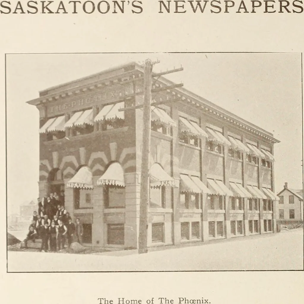 An illustration from A few facts about the city of Saskatoon : something of its past, present and prospects for the future, a city of opportunities. A railway centre. The hub of the great hard wheat area of Central Saskatchewan, 1907, leaf 16
