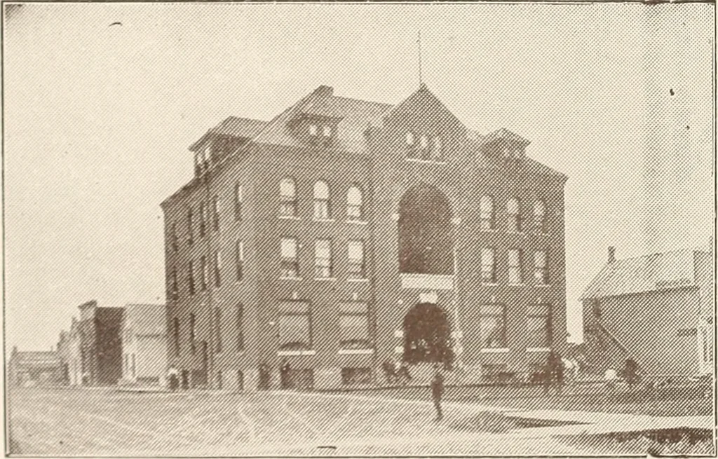An illustration from A few facts about the city of Saskatoon : something of its past, present and prospects for the future, a city of opportunities. A railway centre. The hub of the great hard wheat area of Central Saskatchewan, 1907, leaf 22