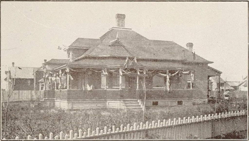 An illustration from A few facts about the city of Saskatoon : something of its past, present and prospects for the future, a city of opportunities. A railway centre. The hub of the great hard wheat area of Central Saskatchewan, 1907, leaf 23
